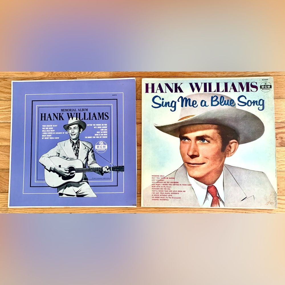 Hank Williams Vinyl Record Album Set - Sing
Me A Blue Song & Memorial Album